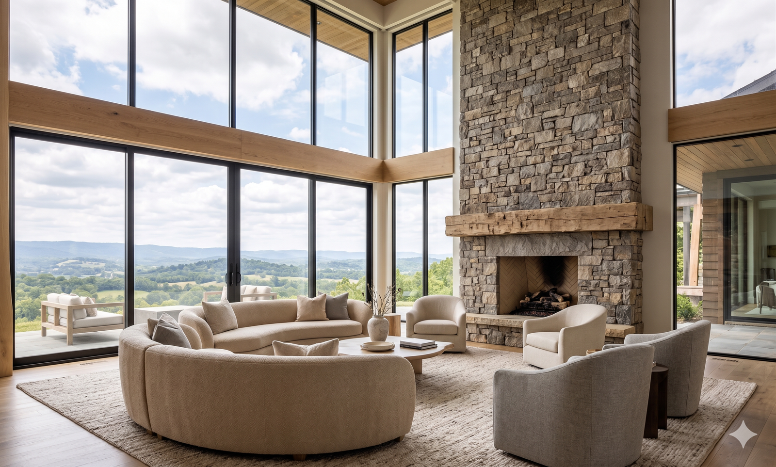 Modern open concept living space inside a Nashville luxury home